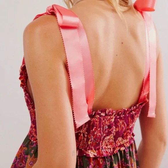 Free People Bluebell Maxi, Magenta Combo, Size Large - Picture 2 of 13